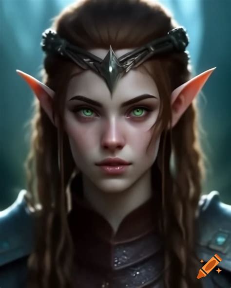 Muscular Female Half Elven Warrior With Black Hair And Amber Eyes