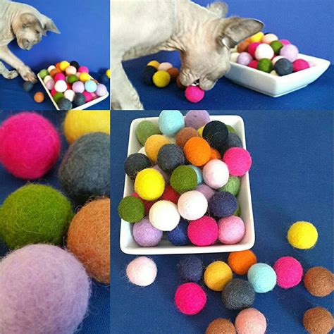 Ready To Ship 6 Pk Small Felted Bouncy Ball Cat Toy Your Choice