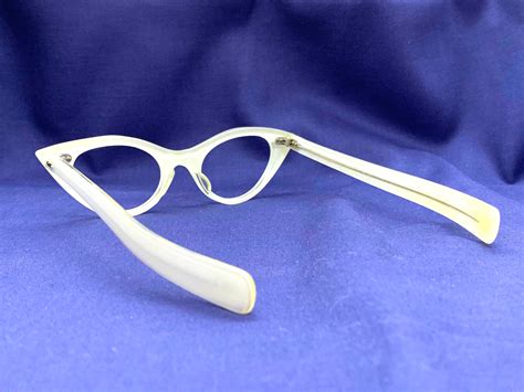 Unworn 50s Cat Eye Eyeglasses New Old Stock White Pearl Etsy