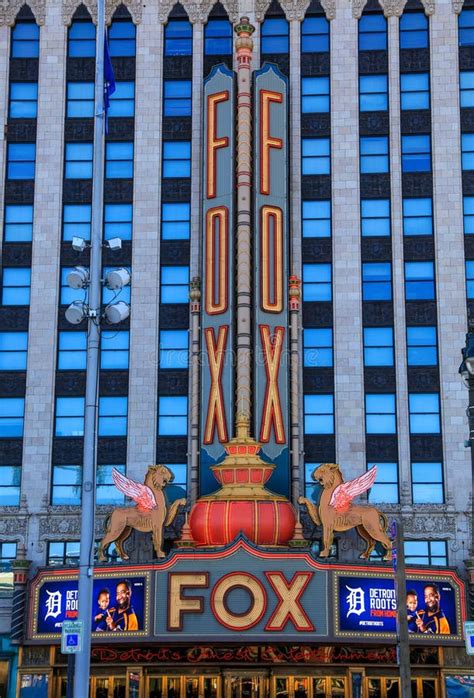 Exterior Sign Of The Historic Fox Theater In Downtown Detroit The Fox