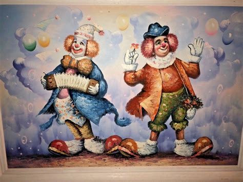 W Moninet Signed Oil Painting On Canvas Two Happy Clowns X