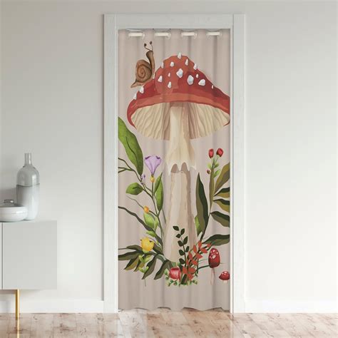 Mushroom Decor Door Curtain For Doorway Privacy 42x80