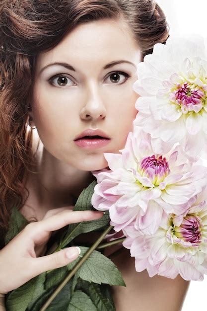 Premium Photo Woman With Big Pink Flowers