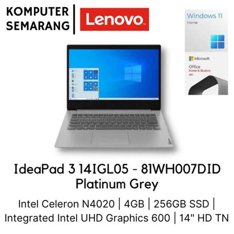 Jual Lenovo Ideapad 3 14igl05 7did Celeron N4020 4gb 256gb