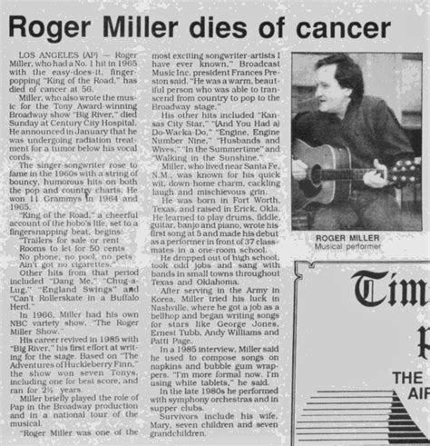 Roger Miller Dies Of Cancer