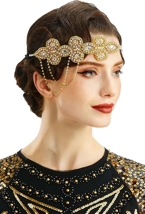 Babeyond 1920s Flapper Headband Crystal Great Gatsby