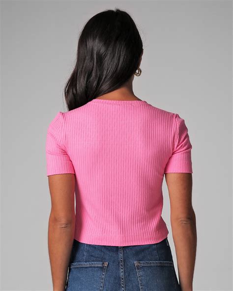 Riachuelo Camiseta Feminina Recorte Canelada Rosa Ak By Riachuelo