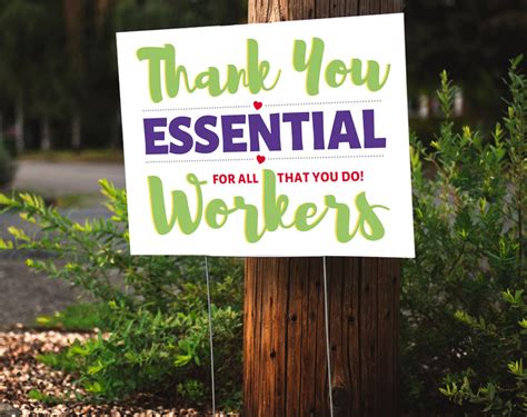 Thank You Essential Workers Printable Sign Thank You Etsy