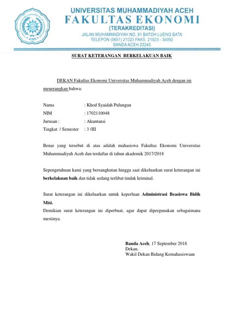 Surat Keterangan Berkelakuan Baik Pdf