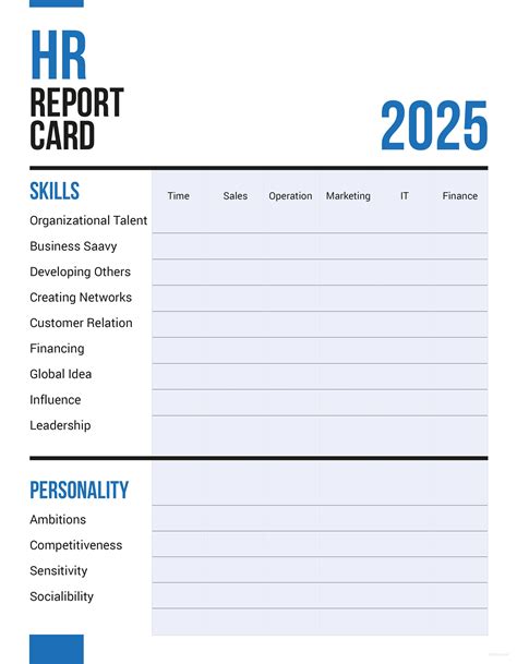 Free Hr Report Card Template In Adobe Photoshop Adobe Illustrator