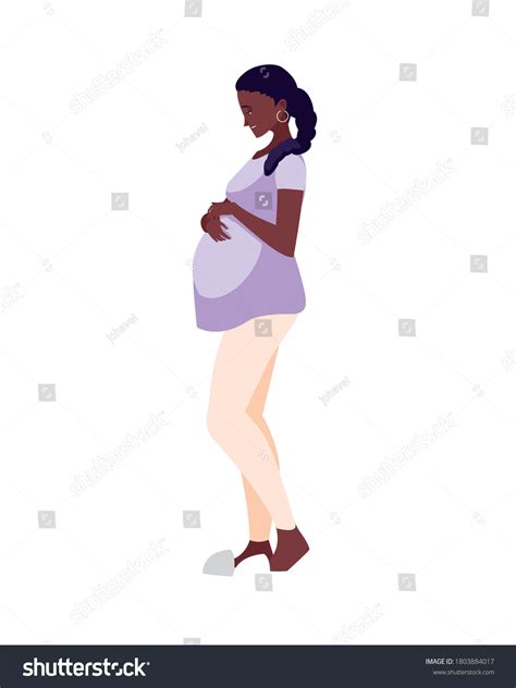 Black Pregnant Woman Cartoon Design Belly Stock Vector Royalty Free