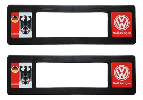 Set Portaplacas Volkswagen Rojo Europeo Largo Universal Meses Sin