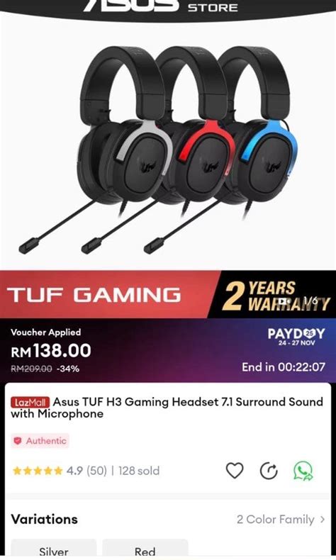 ASUS TUF GAMING HEADSET H3 Audio Headphones Headsets On Carousell