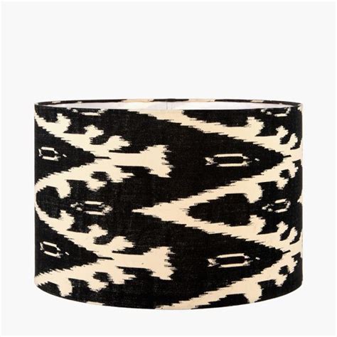 Lars 35cm Black Ikat Patterned Cylinder Shade Zurleys