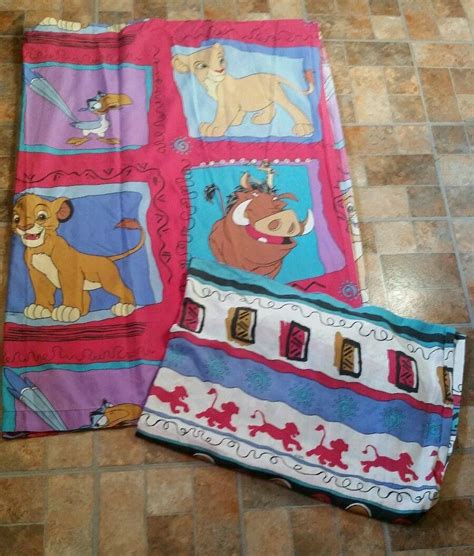 Vtg 90s Disney Lion King Twin Bed Sheet Set Flat Fitted Simba Nala