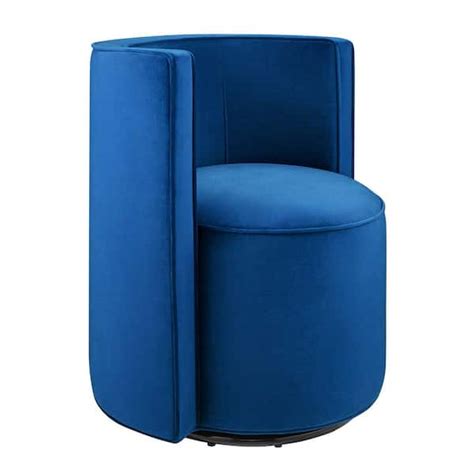 Modway Della Performance Velvet Fabric Swivel Chair In Navy Eei 6222 Nav The Home Depot