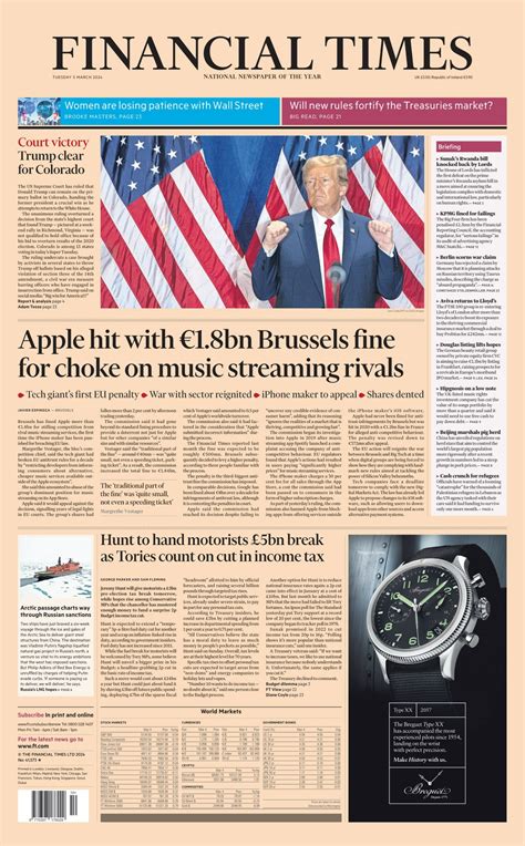 Financial Times Front Page Th Of March Tomorrow S Papers Today