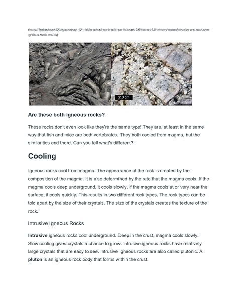 Solution Earth Science Intrusive And Extrusive Igneous Rocks Notes