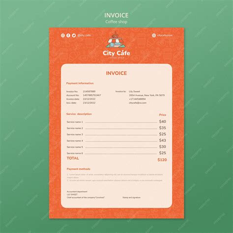 Premium Psd Coffee Shop Invoice Template