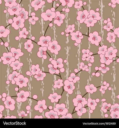 Seamless Cherry Sakura Blossom Flowers Pattern Vector Image