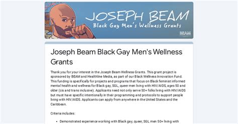 Joseph Beam Black Gay Mens Wellness Grants