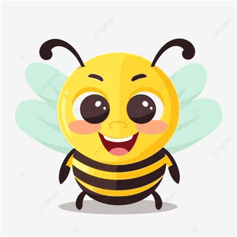 Cute Bee Clipart Adorable Cartoon Bee With Big Eyes And Smile Vector