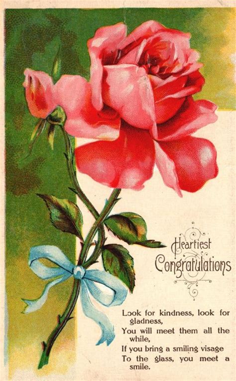 Vintage Postcard Heartiest Congratulations Greetings Look For Kindness