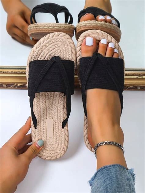 Vacation Apricot Sandals For Women Minimalist Corduroy Toe Post Design