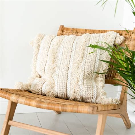 Trouva Large Cream Tassel Cushion