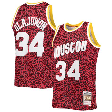 Mens Mitchell And Ness Hakeem Olajuwon Red Houston Rockets 1993 94