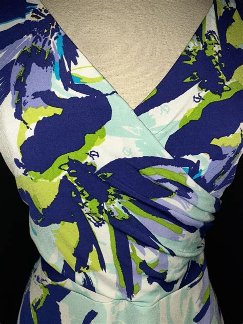 Dressbarn Size A Line Dress Blue Green Purple White Floral