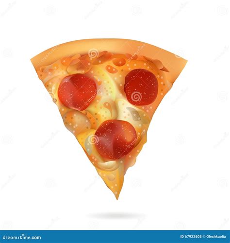 Vector Realistic Pizza Slice Illustration Isolated On White