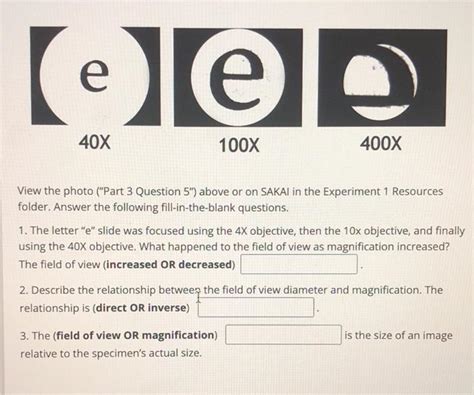 Solved (eee 40X 100X 400X View the photo ("Part 3 Question | Chegg.com