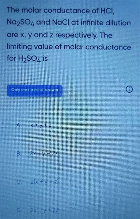 The Molar Conductance Of HCl Na2 SO4 And NaCl At Infinite Dilution Are