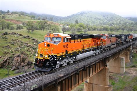 Bnsf 7695 Crosses The Bridge