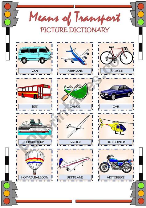 Means Of Transport Picture Dictionary Esl Worksheet By Fabydan