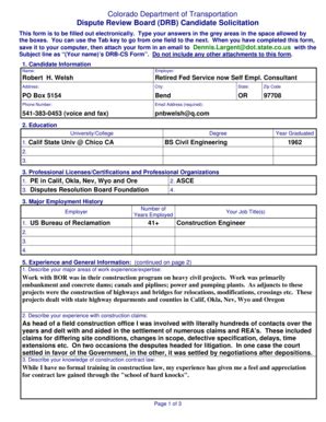 Fillable Online Coloradodot Welsh Robert H DRB CS Form Doc