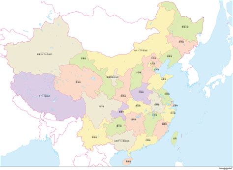 中国の地図・白地図 中華人民共和国全土地図