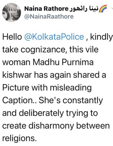 Naina Rathore Alerts Kolkata Police To Take Action Against Hateful Post