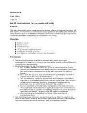 Lab Intermolecular Forces Liquids And Solids Docx Mariam Hadi