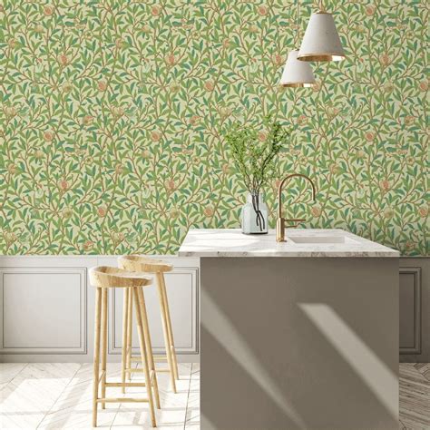 Bird And Pomegranate Wallpaper Bayleaf Cream By Morris And Co 212539