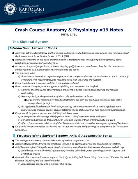 The Skeletal System Crash Course Anatomy Physiology Notes Crash