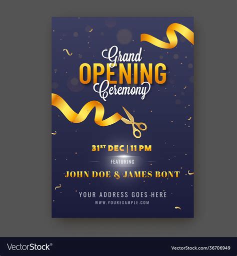 Grand Opening Ceremony Invitation Template Layout Vector Image