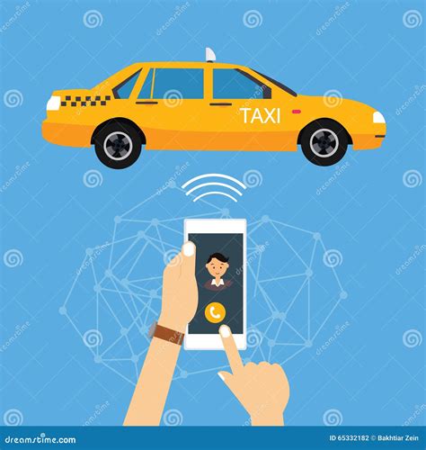 Call Taxi Cab from Mobile Phone Application Online Stock Vector