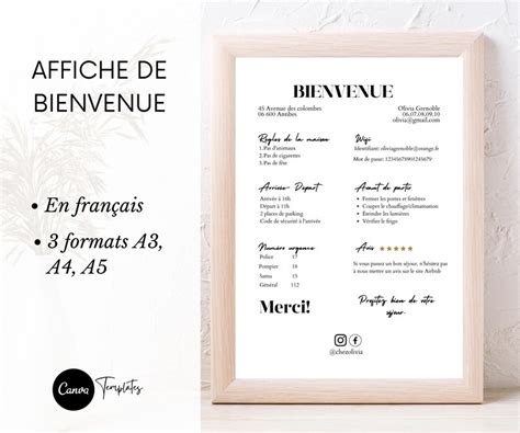 Affiche Bienvenue Panneau Airbnb En Formats A A Et A Etsy M Xico