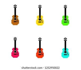 Illustration Pixel Art Guitar Pixel Style 스톡 벡터 로열티 프리 1252950022