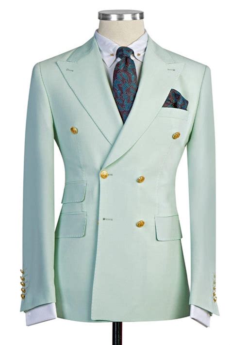 Chic Classic Bespoke Double Breasted Peaked Lapel Mens Prom Suits