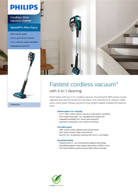 Philips FC6903 02 SpeedPro Max Aqua Cordless Stick Vacuum 57 OFF