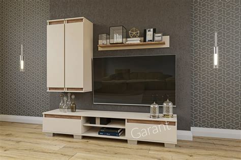 ⭐ Маленькая светлая узкая мини стенка под телевизор в гостиную, зал в ...