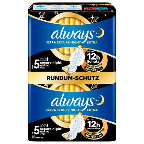 Always Ultra Secure Night Extra Rundum-Schutz Größe 5 16 Stück bei REWE ...